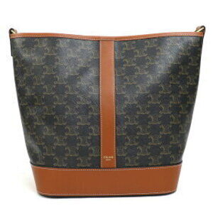 Celine Bag Bucket Tan Triomphe Canvas Finish Calfskin